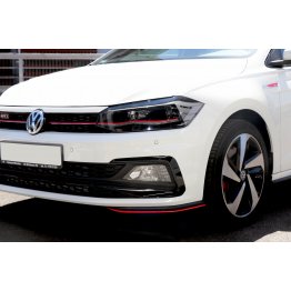 Накладка сплиттер на передний бампер Вариант 3 на Volkswagen Polo VI GTI